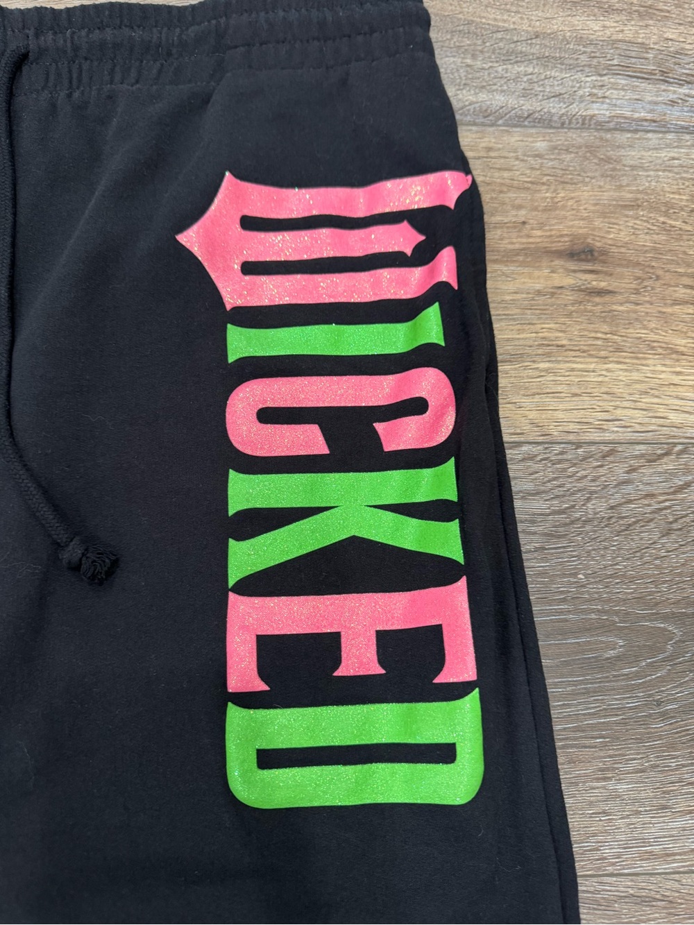 Wicked Women's Graphic Jogger Sweatpants in Black Size XXL with Glitter Shimmer - Picture 3 of 9